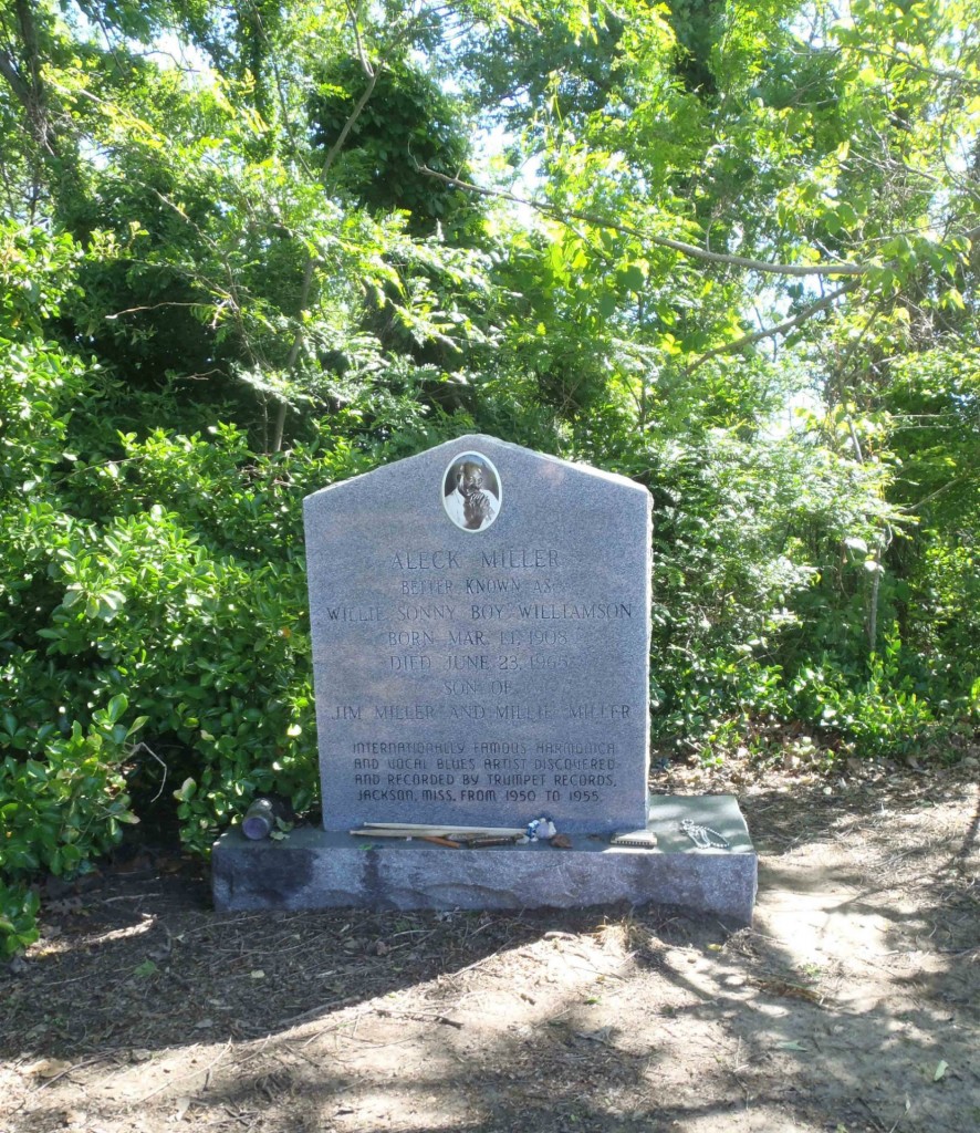 Sonny Boy Williamson grave near Tutwiler, Mississippi. The grave stone was placed by Lillian McMurray, whose Trumpet Records label made the first Sonny Boy Williamson recordings.