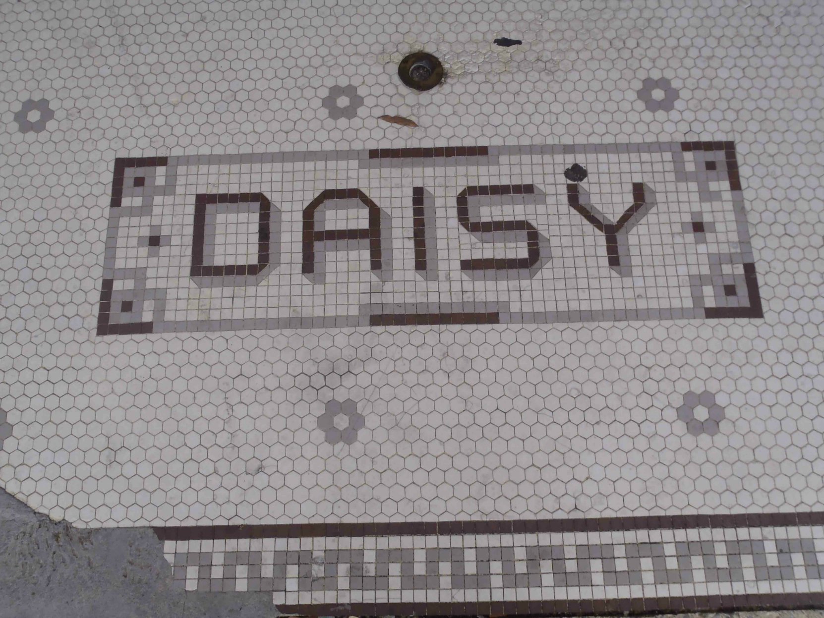 Tiled flooring at the entrance to the Daisy Theatre, 329 Beale Street, Memphis, Tennessee