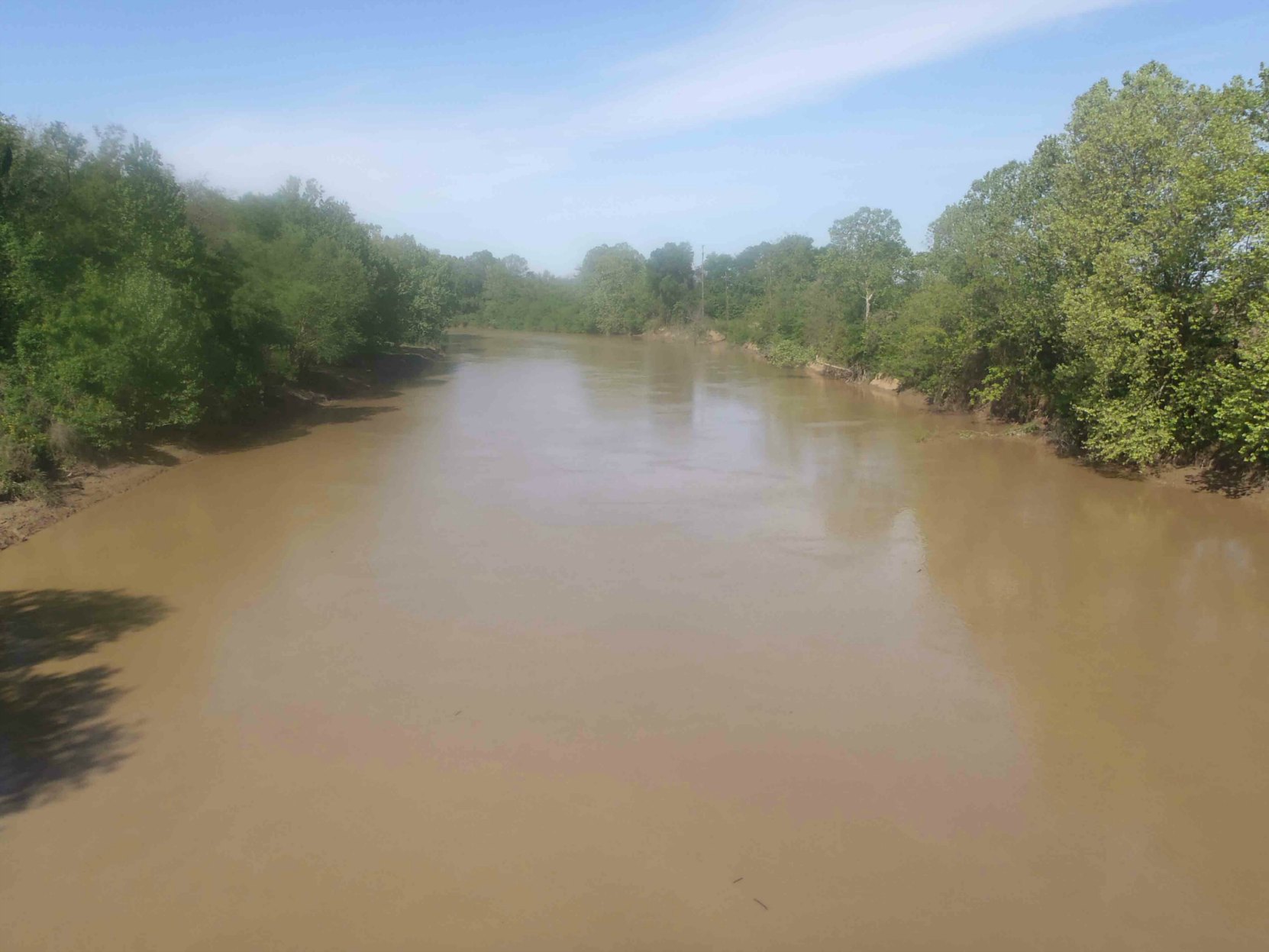 The Tallahatchee River, as seen from the "Tallahatchee Bridge" on Grand Avenue, Greenwood, Mississippi, near the Mississippi Country Music Trail marker for Bobbie Gentry
