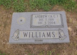Andrew (A.C) "Moohah" Williams grave, New Park cemetery, Memphis, Tennessee