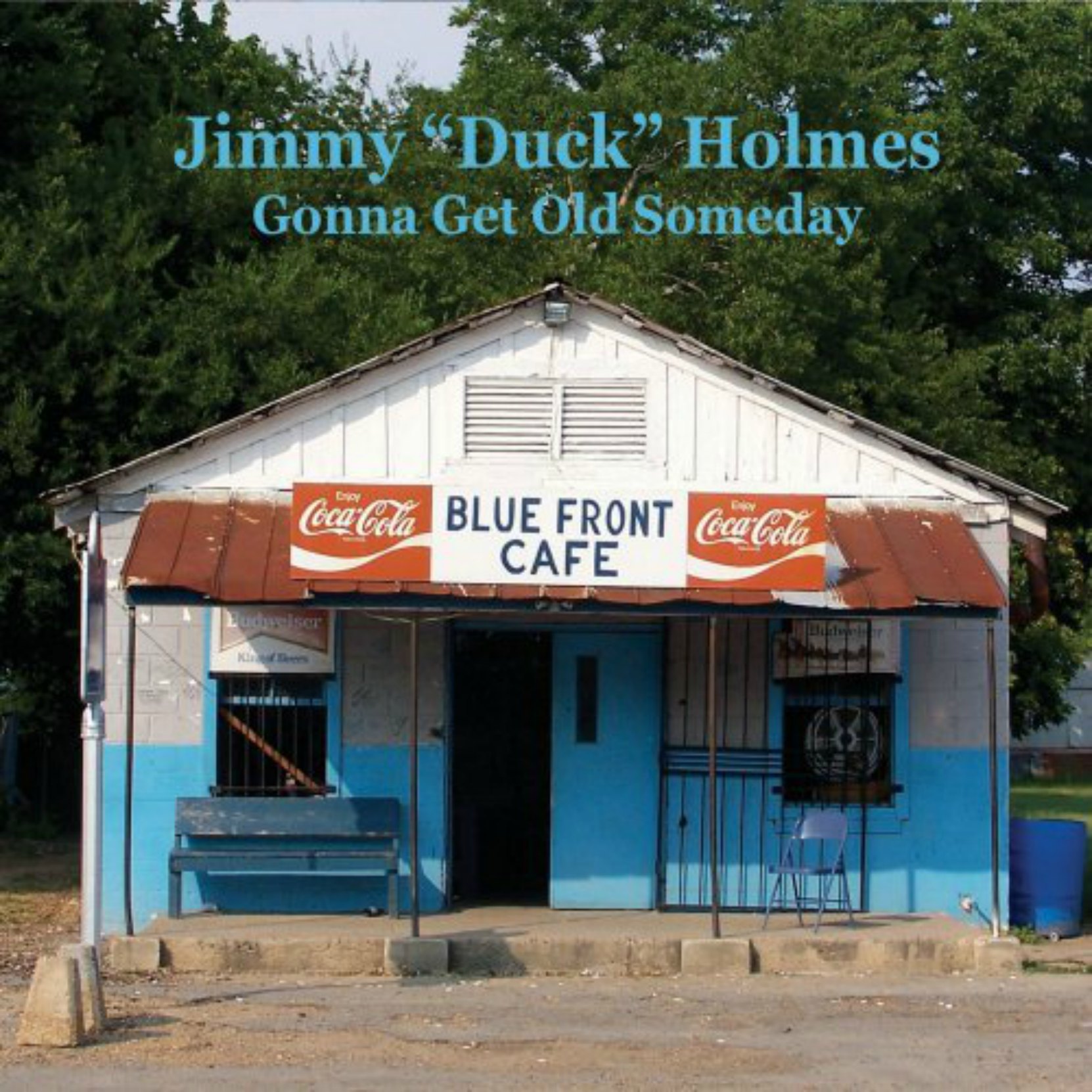 CD cover, Gonna Get Old Someday, by Jimmy "Duck" Holmes, released on Fat Possum Records. The cover photo is the Blue Front Cafe in Bentonia, Mississippi, which Jimmy Holmes owns and operates.