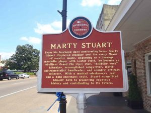 Mississippi Country Music Trail marker for Marty Stuart, Philadelphia, Neshoba County, Mississippi