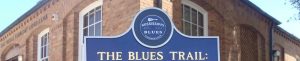 web header image showing the Mississippi Blues Trail marker in Ferriday Louisiana