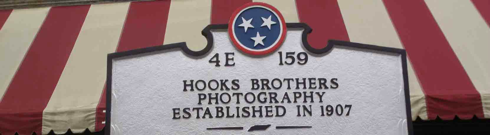 web header image showing part of the Hooks Brothers Photography sign, beale Street, memphis