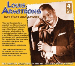 Album cover, Louis Armstrong, Hot Fives and Hot Sevens, released on JSP Records