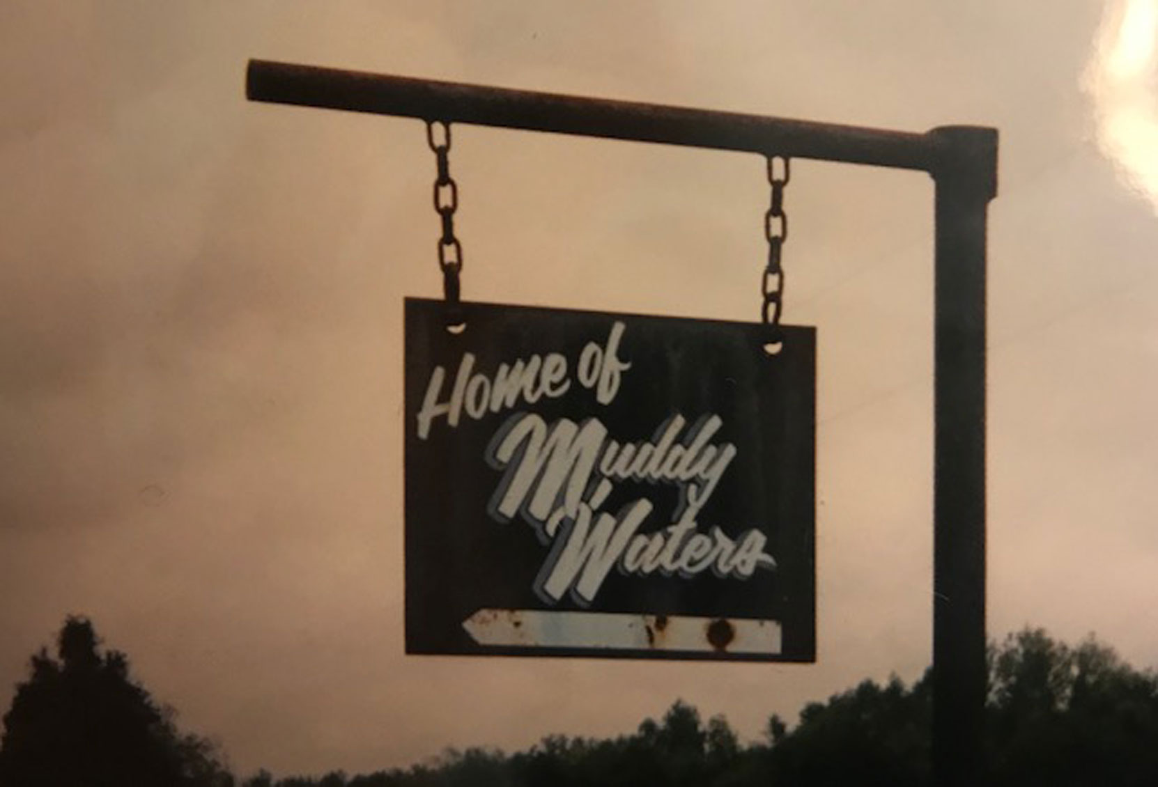 Sign outside the Muddy Waters cabin, Stovall Farms, Clarksdale, Mississippi, circa 1990's (photo: Larry Amato)