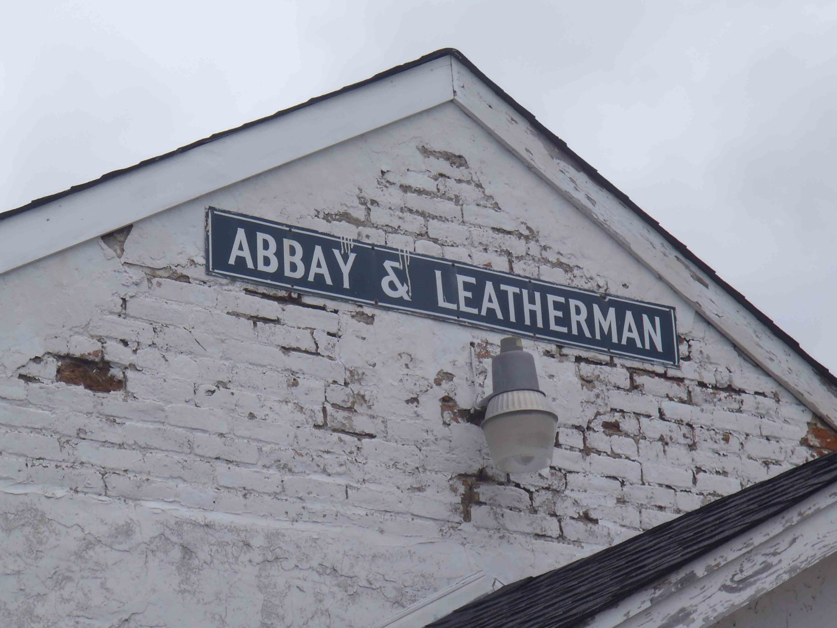 Abbay & Leatherman sign on plantation commissary building, Tunica County, Mississippi