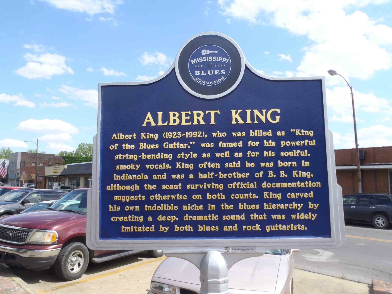 Mississippi Blues Trail marker for Albert King, Indianola, Mississippi