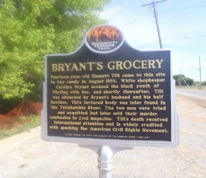 Mississippi Freedom Trail marker for Bryant's Grocery, Money, Mississippi