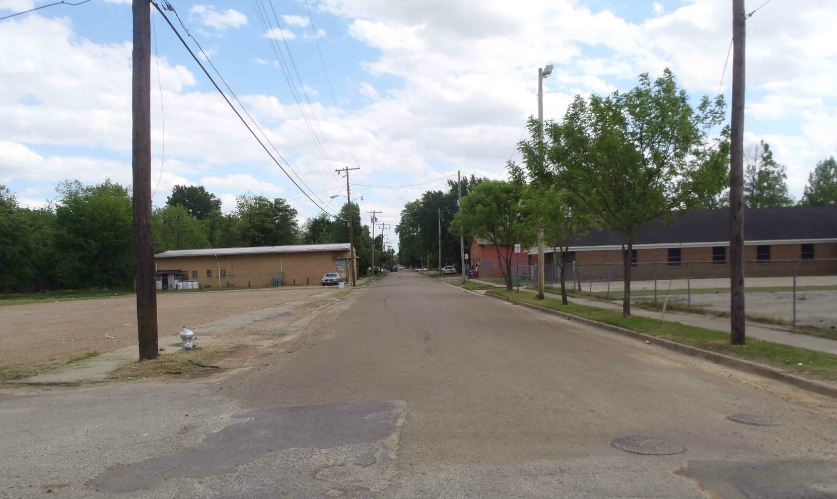 Church Street as seen from the Mississippi Blues Trail marker commemorating Church Street, Indianola, Mississippi