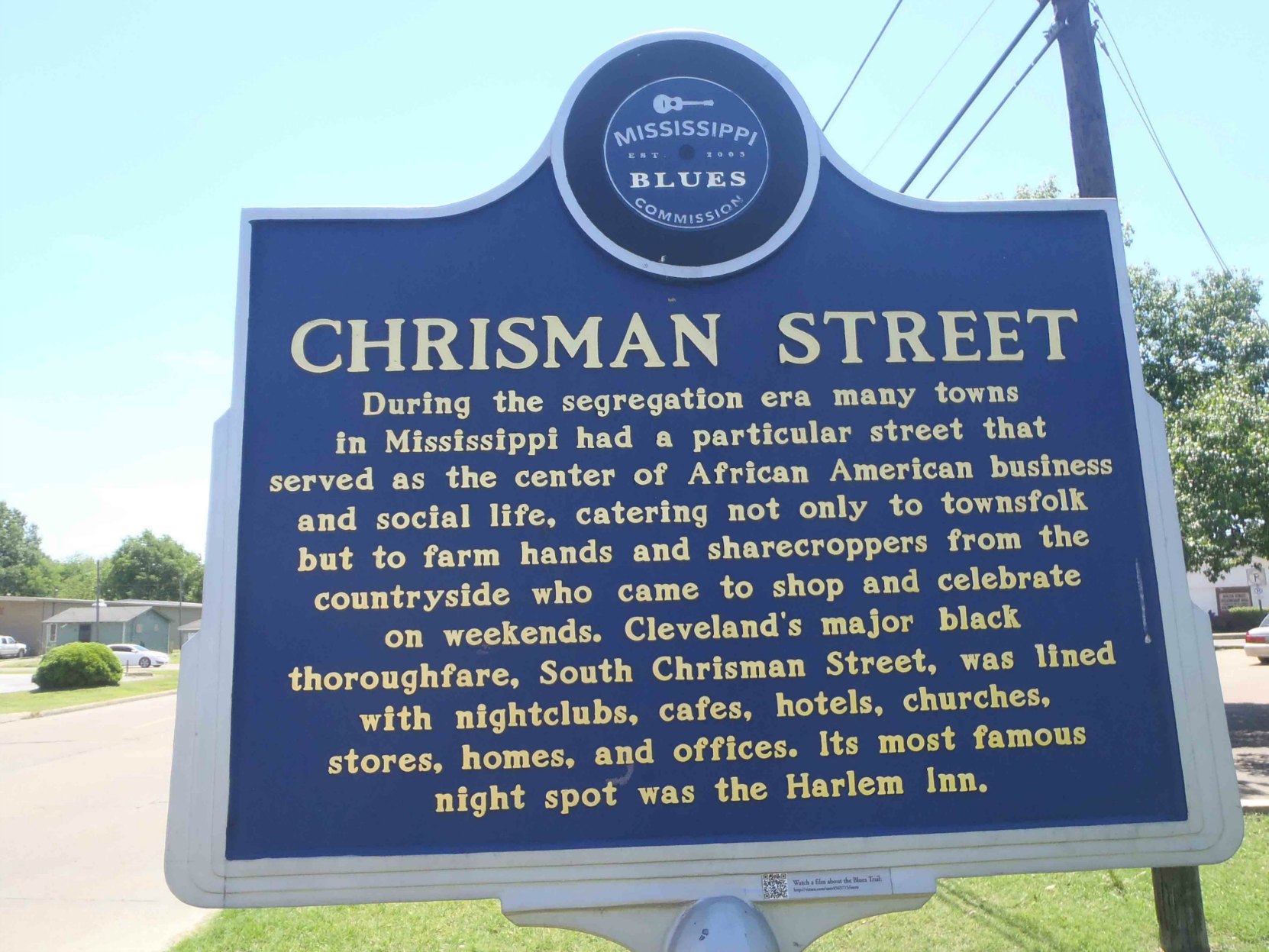 Mississippi Blues Trail marker commemorating Chrisman Street, S. Chrisman Street, Cleveland, Bolivar County, Mississippi