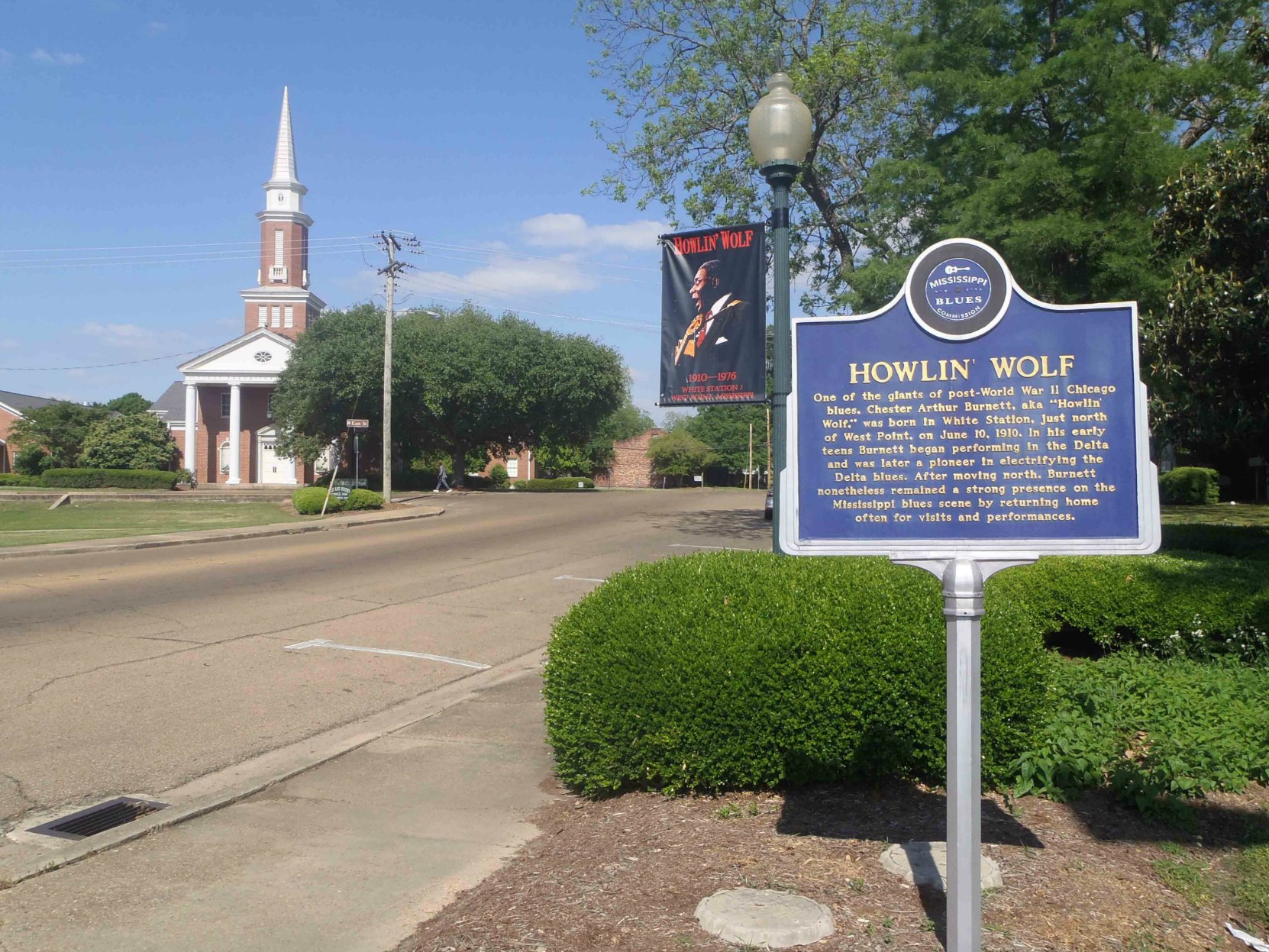 Mississippi Blues Trail marker for Howlin' Wolf, West Point, Clay County, Mississippi