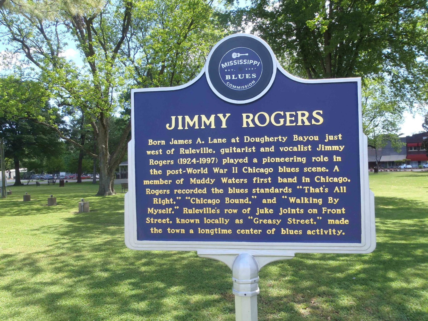 Mississippi Blues Trail marker commemorating Jimmy Rogers, Ruleville, Mississippi