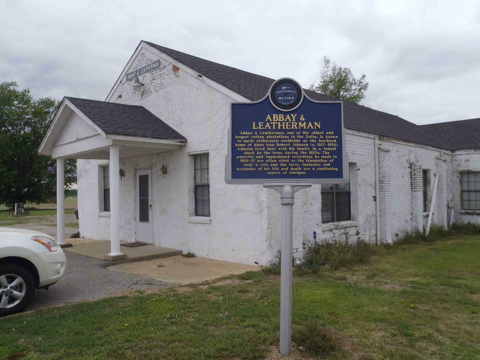 Mississippi Blues Trail marker commemorating Abbay & Leatherman, Tunica County, Mississippi