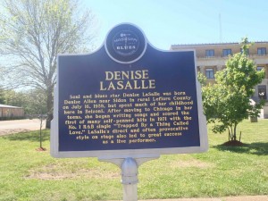 Mississippi Blues Trail marker for Denise Lasalle, Belzoni, Mississippi