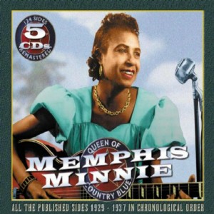 CD cover, Memphis Minnie - Queen of the Delta Blues 1929-1937, 5 CD set on JSP Records. Volume 1 of a 2 volume collection of memphis Minnie recordings.