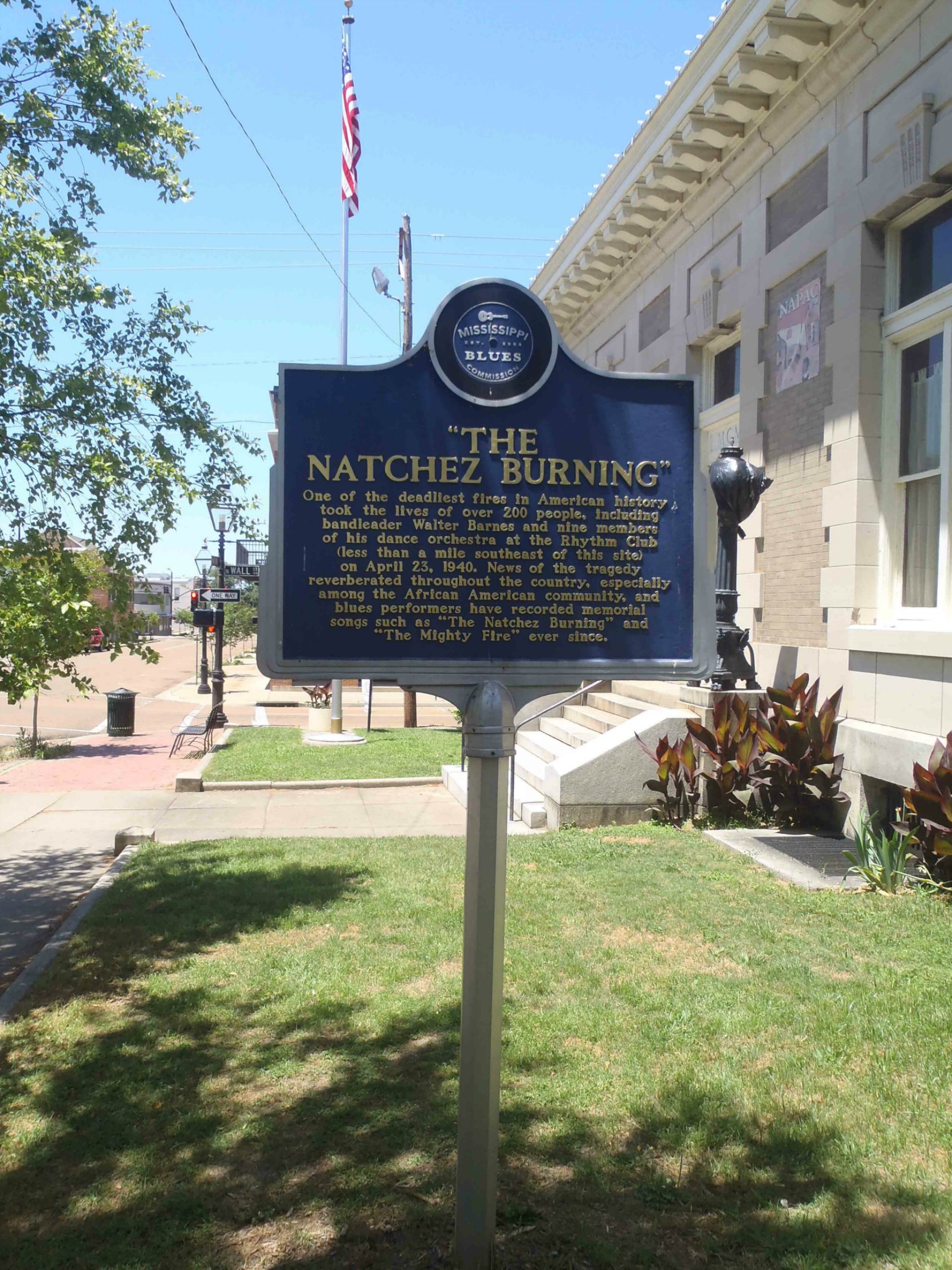 Mississippi Blues Trail marker commemorating The Natchez Burning, Natchez, Mississippi