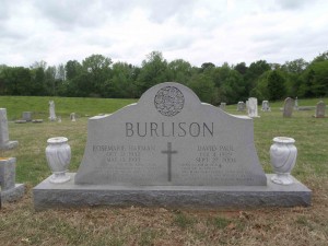 Former Johnny Burnette Trio guitarist Paul Burlison's grave in Hinds Chapel Methodist Church cemetery.