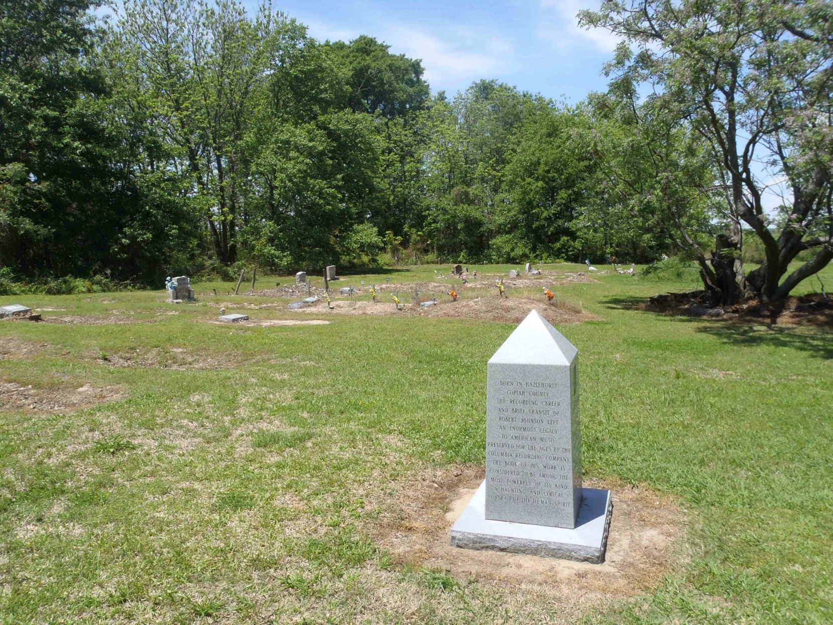 Mt. Zion Missionary Baptist Church cemetery and its reputed Robert Johnson grave, Morgan City, Leflore County, Mississippi