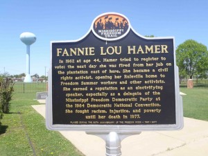 Mississippi Freedom Trail marker for Fannie Lou Hamer, Ruleville, Mississippi.