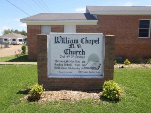 Information sign for William Chapel Missionary Baptist Church, Ruleville, Mississippi.