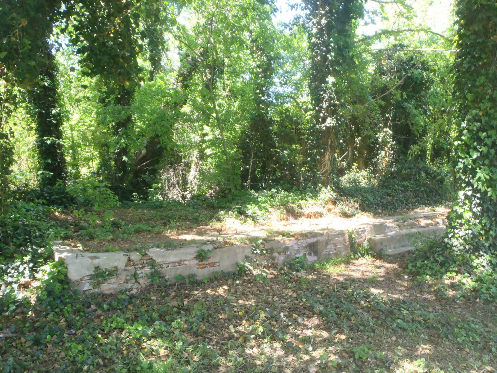 The front foundation of the former Commissary Building, Dockery Farms, Highway 8, Sunflower County, Mississippi. Charley Patton used to play on the front porch of this building.