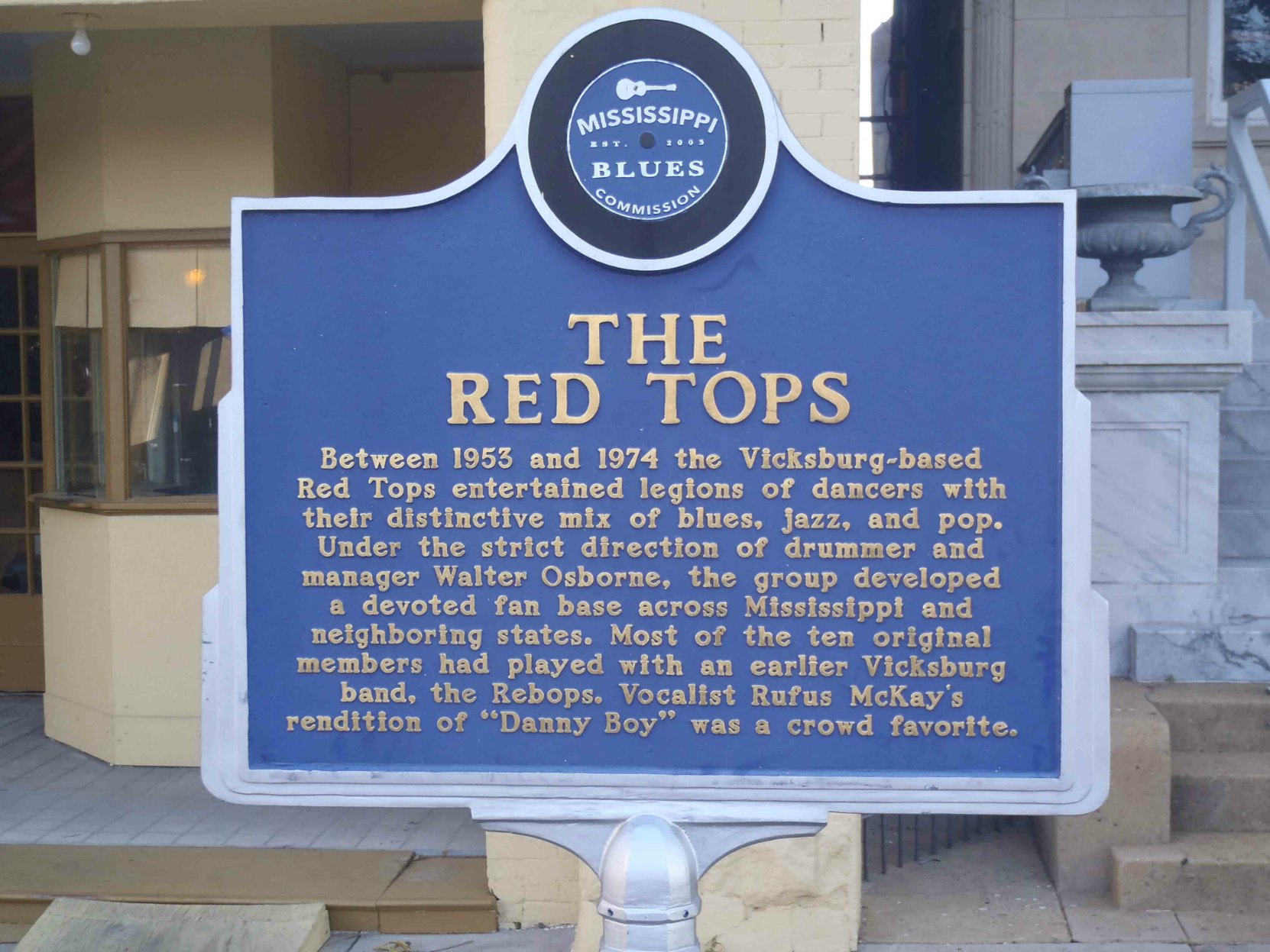 Mississippi Blues Trail marker for The Red Tops, Vicksburg, Mississippi