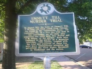 Mississippi Department of Archives & History marker, Emmett Till Murder Trail, outside Tallahatchie County Court House, Sumner, Mississippi