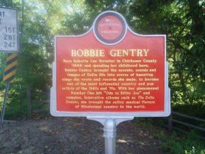 The Mississippi Country Music Trail marker for Bobbie gentry, Grand Avenue, Greenwood, Mississippi