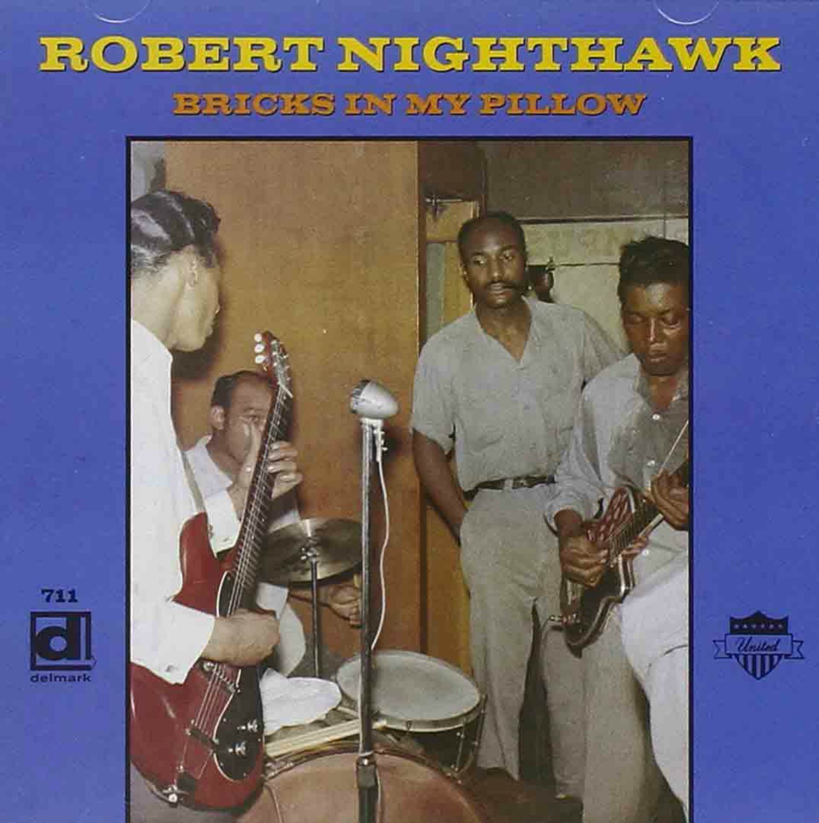 CD cover, Bricks In My Pillow by Robert Nighthawk, on Delmark Records. This CD contains tracks from 1951 and 1952 sessions.