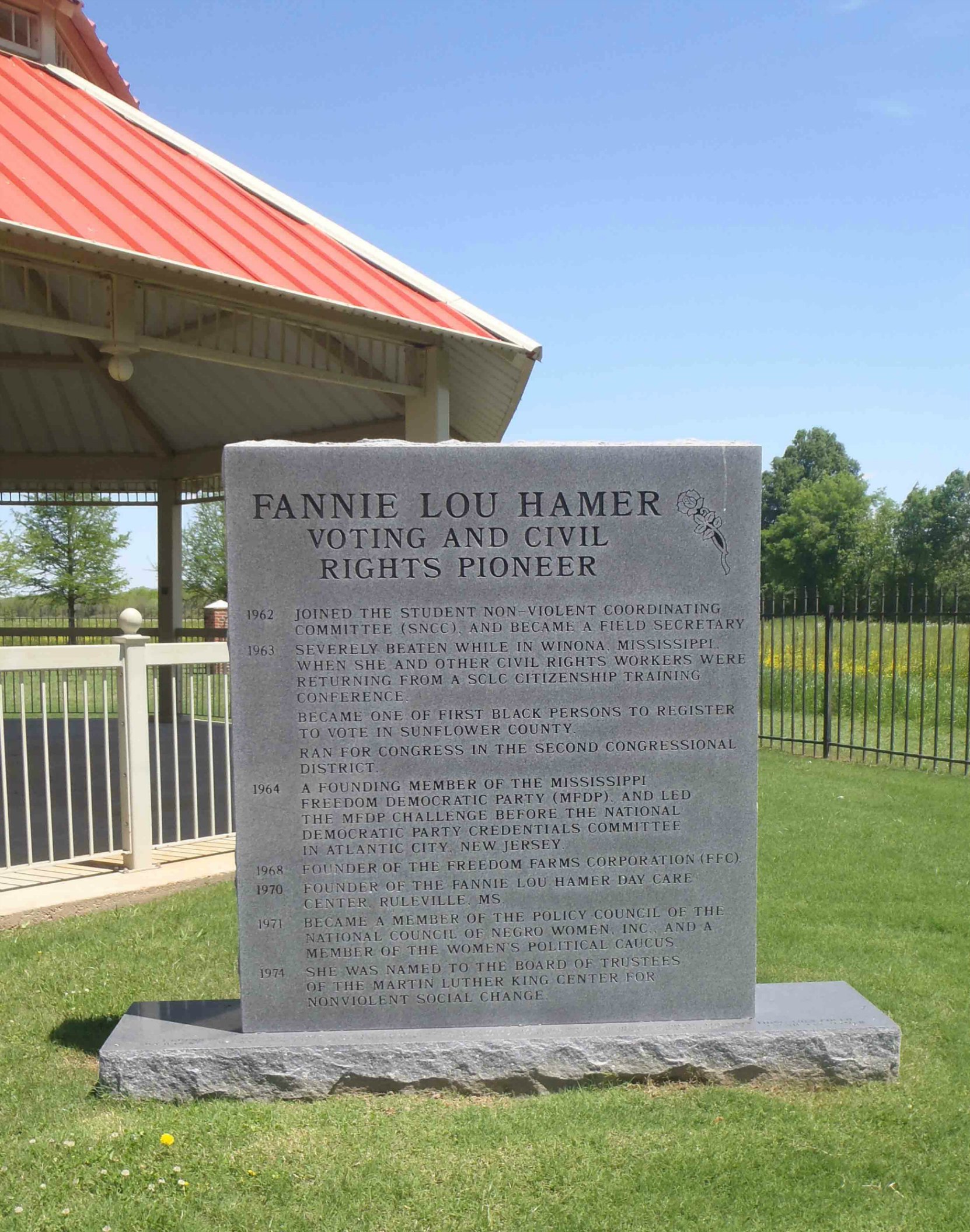 Fanny Lou Hamer commemorative plaque, Fanny Lou Hamer Memorial Garden, Ruleville, Mississippi