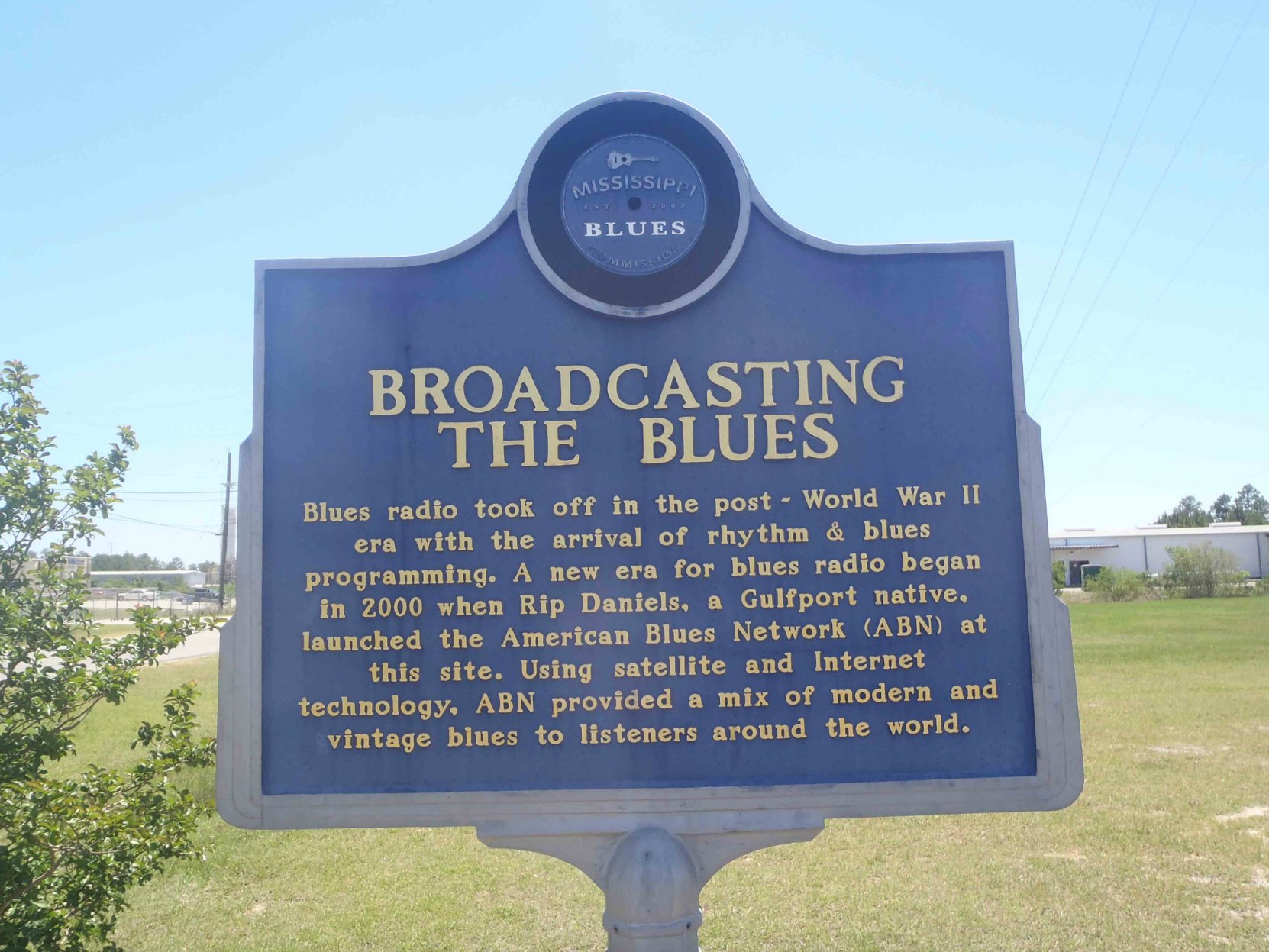 Mississippi Blues Trail marker for Broadcasting The Blues, Gulfport, Mississippi.