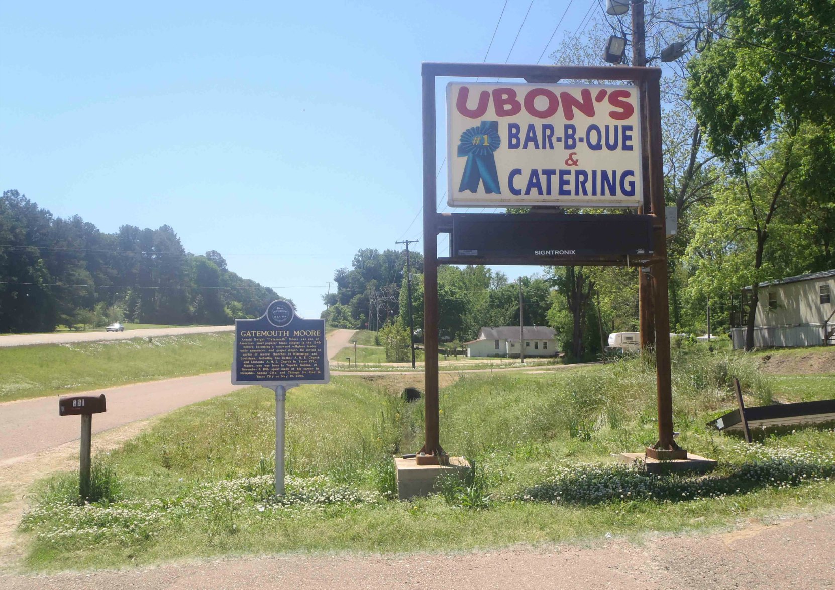 Mississippi Blues Trail marker for Gatemouth Moore, Yazoo City, Mississippi