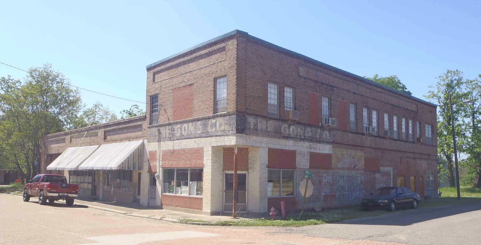 Downtown buildings in Merigold, Mississippi