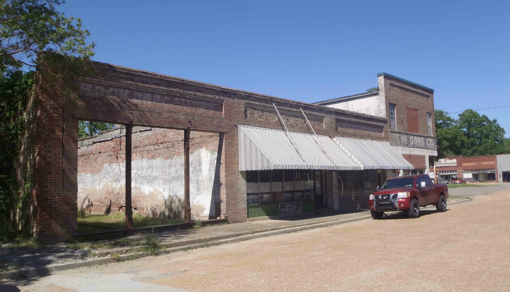 Downtown buildings in Merigold, Mississippi