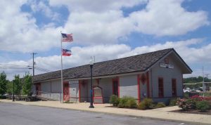 The Rail Depot in Philadelphia, Neshoba County, Mississippi. The Mississippi Blues Trail marker for Otis Rush is outside this building.