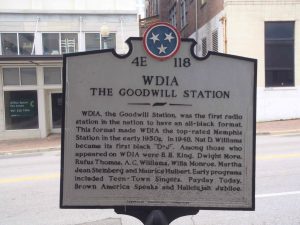 Tennessee Historical Commission marker for WDIA Radio, Union Avenue, Memphis, Tennessee