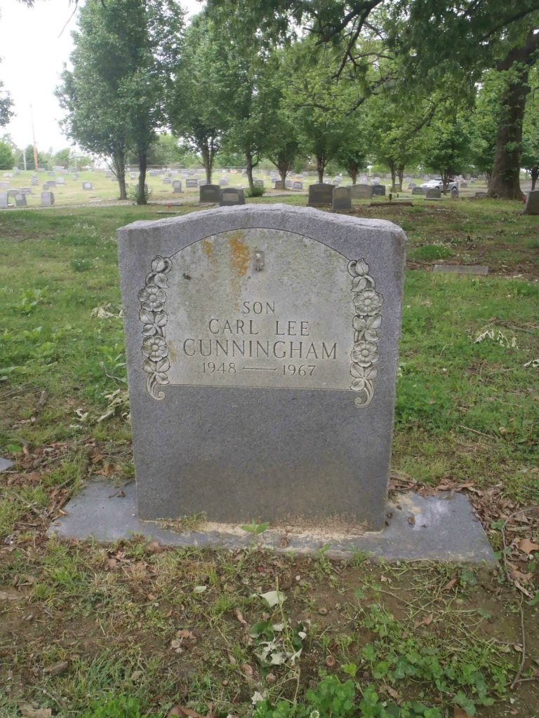 Carl Lee Cunningham grave, New Park Cemetery, Memphis, Tennessee