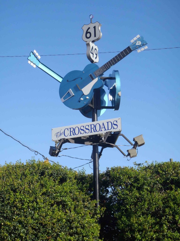 The Crossroads, the intersection of Highway 49 and Highway 61, in Clarksdale, Coahoma County. Mississippi