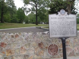 Tennessee Historical Commission marker commemorating Elvis Aaron Presley, outside Graceland, Memphis, Tennessee