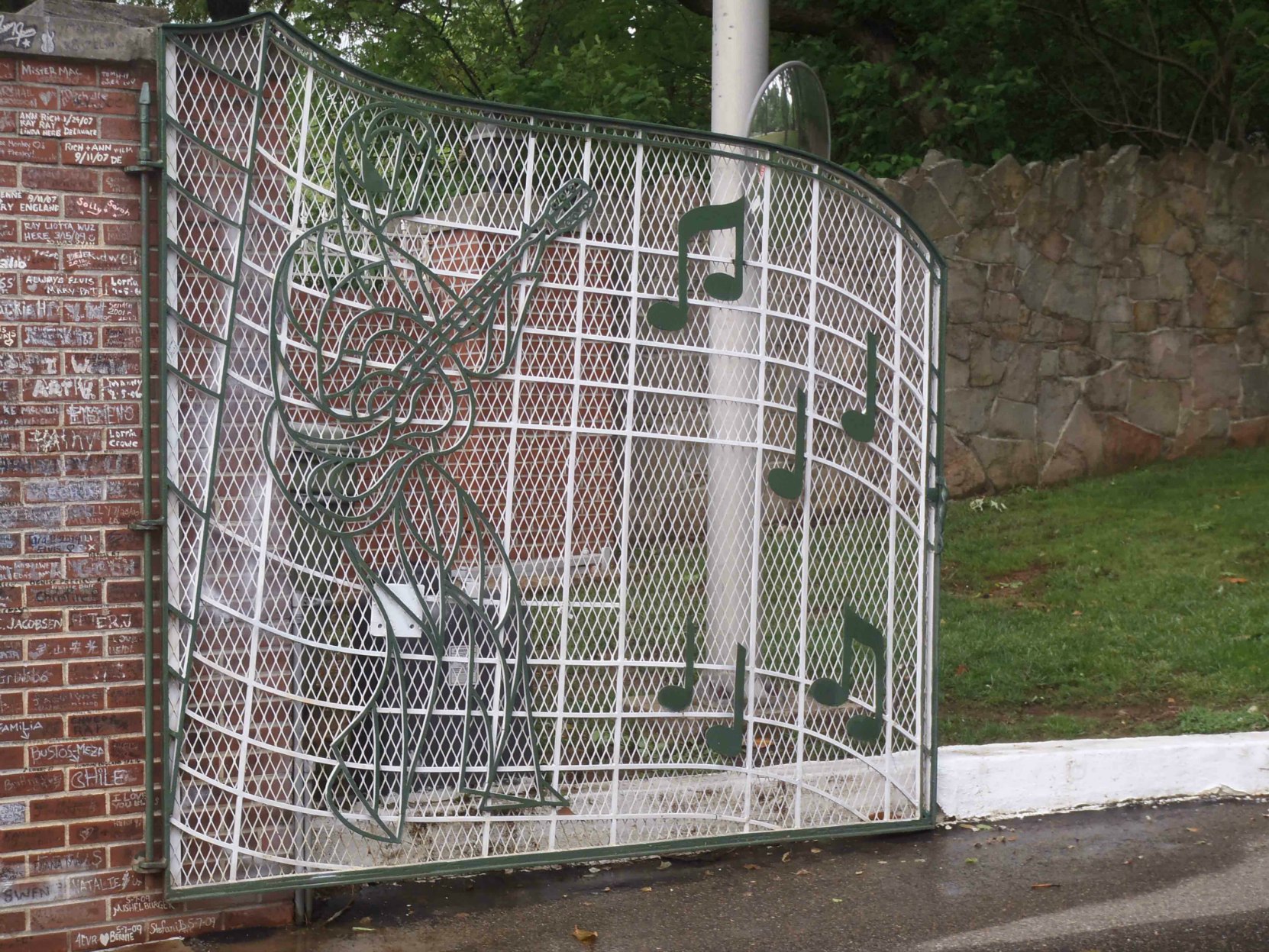 The left hand entrance gate of Graceland, Elvis Presley's home in Memphis Tennessee