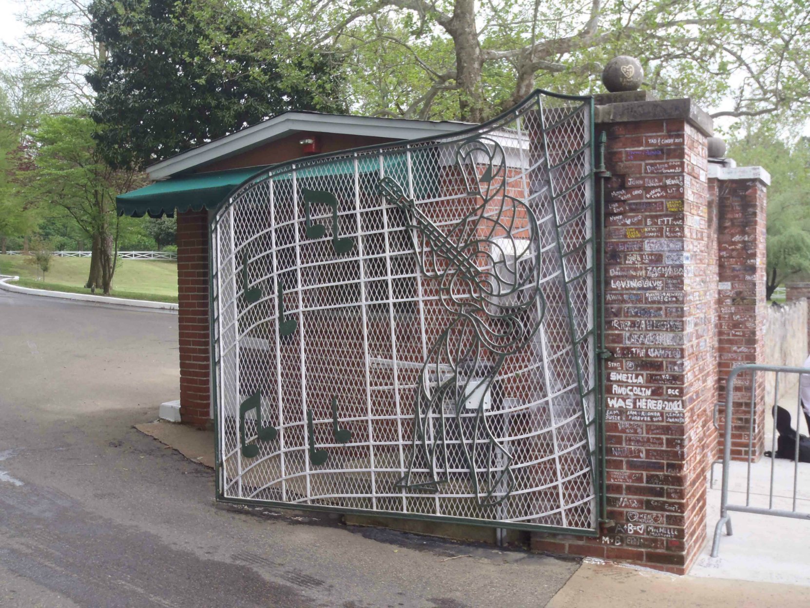 The right hand entrance gate of Graceland, Elvis Presley's home in Memphis Tennessee