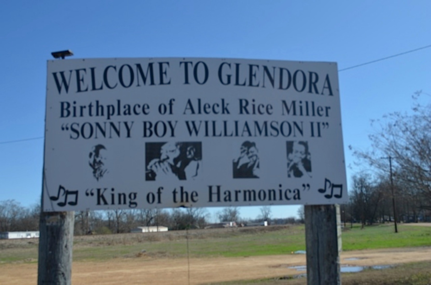 Sonny Boy Williamson Birthplace sign, Glendora, Mississippi (courtesy of Keith Petersen)