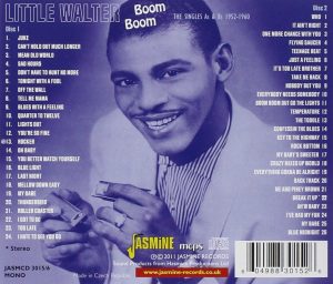 CD cover (reverse side), Little Walter - Boom Boom: The Singles As & Bs 1952-1960, on Jasmine Records.